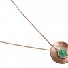 Gemshine - Damen - Halskette - Anhänger - 925 Silber - Rose Vergoldet - Schale -  Geometrisch - Design - Smaragd - Grün - 45 cm
