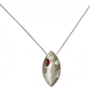 Gemshine - Damen - Halskette - Anhänger - 925 Silber - Marquise - Minimalistisch - Design - Granat - Rot - 45 cm