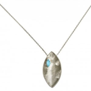 Gemshine - Damen - Halskette - Anhänger - 925 Silber - Marquise - Minimalistisch - Design - Topas - Blau - 45 cm