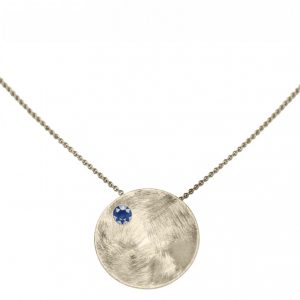 Gemshine - Damen - Halskette - Anhänger - 925 Silber - Schale -  Geometrisch - Design - Iolith - Blau - 45 cm