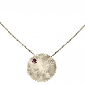 Gemshine - Damen - Halskette - Anhänger - 925 Silber - Schale -  Geometrisch - Design - Granat - Rot - 45 cm