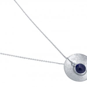 Gemshine - Damen - Halskette - Anhänger - 925 Silber - Schale -  Geometrisch - Design - Saphir - Blau - 45 cm