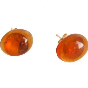 Gemshine - Damen - Ohrringe - Vergoldet - Bernstein - Gelb - Orange - Cabochon - 8 mm