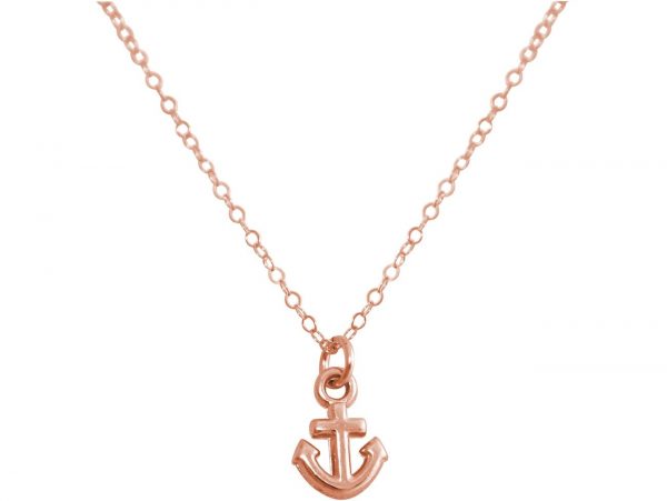 GEMSHINE Maritim Nautics Halskette mit Anker aus 925 Silber, hochwertig vergoldet oder rose Navy Stil - Made in Madrid, Spanien., Metall Farbe:Silber rose vergoldet