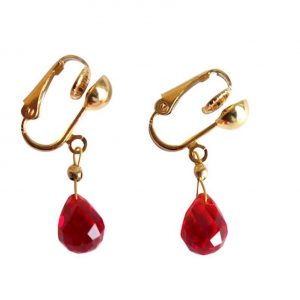 Gemshine - Damen - Ohrringe  - Ohrclips - Vergoldet - Jade - Tropfen - Facettiert - Rot - 2 cm
