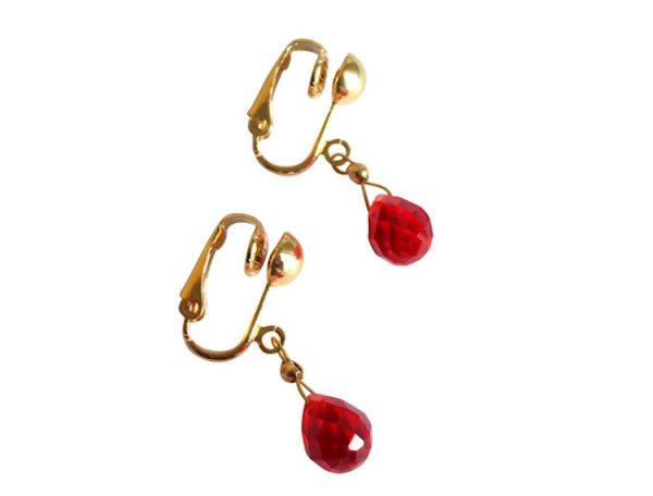Gemshine - Damen - Ohrringe  - Ohrclips - Vergoldet - Jade - Tropfen - Facettiert - Rot - 2 cm – Bild 5