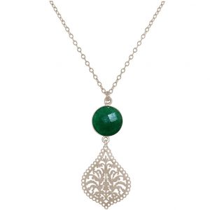 GEMSHINE Halskette mit Mandala und Smaragd. Anhänger aus Silber, vergoldet oder rose an 45cm Kette. Made in Madrid / Spanien. Im eleganten Geschenketui geliefert., Metall Farbe:Silber