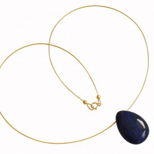 Gemshine - Damen - Lapis Lazuli - Anhänger - Halskette - Blau - Vergoldet - Tropfen - 45 cm
