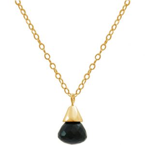 Gemshine - Damen - Halskette - Anhänger - Vergoldet - Onyx - Tropfen - Schwarz - 1,5 cm