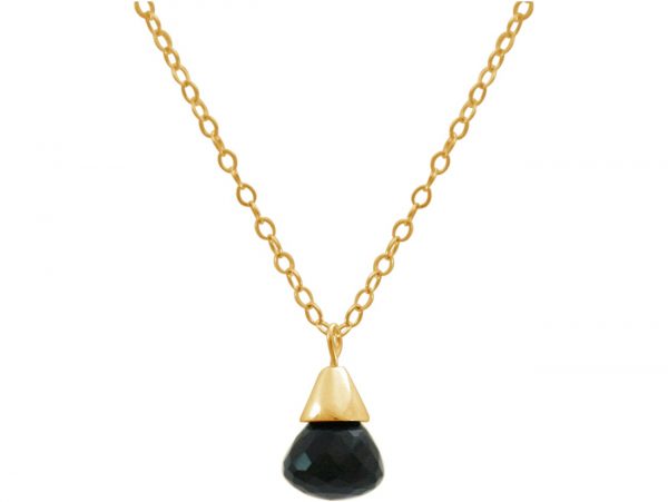 Gemshine - Damen - Halskette - Anhänger - Vergoldet - Onyx - Tropfen - Schwarz - 1,5 cm