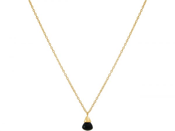 Gemshine - Damen - Halskette - Anhänger - Vergoldet - Onyx - Tropfen - Schwarz - 1,5 cm – Bild 3