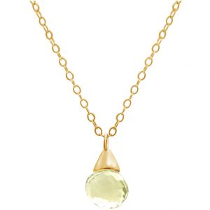 Gemshine - Damen - Halskette - Anhänger - Vergoldet - Lemon Quarz - Tropfen - Gelb - 45 cm