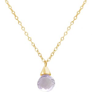 Gemshine - Damen - Halskette - Anhänger - Vergoldet - Amethyst - Tropfen - Lila - Lavendel - 45 cm