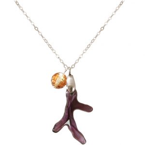 Gemshine - Damen - Halskette - Anhänger - 925 Silber - Koralle - Violett - Violett - MADE WITH SWAROVSKI ELEMENTS® - 45 cm