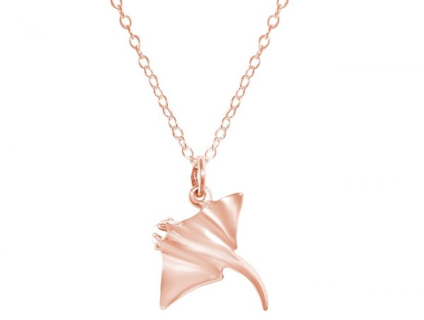 GEMSHINE Maritim Nautics Halskette mit Manta Rochen aus 925 Silber, hochwertig vergoldet oder rose im Navy Stil - Made in Madrid, Spanien, Metall Farbe:Silber rose vergoldet