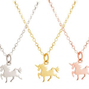 GEMSHINE Halskette mit Einhorn. Anhänger aus 925 Silber an einer 45cm Halskette. Made in Spanien. Im eleganten Geschenketui geliefert., Metall Farbe:Silber vergoldet