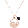 GEMSHINE Maritim Nautics Halskette mit Surf Wellen Meer aus 925 Silber, hochwertig vergoldet oder rose im Navy Stil mit blauem Saphir - Made in Madrid, Spanien, Metall Farbe:Silber rose vergoldet