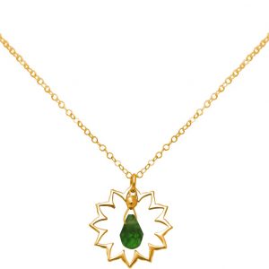 GEMSHINE Damenhalskette aus hochwertig vergoldetem 925 Silber mit YOGA Lotusblume und Turmalin Quarz hervorragender Qualität. Made in Madrid / Spanien. Im eleganten Schmucketui mit Geschenkverpackung.