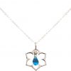 GEMSHINE Damenhalskette aus 925 Silber mit YOGA Lotusblume und Blautopas Quarz. Edelstein hervorragender Qualität und Farbe. Made in Madrid / Spanien. Im eleganten Schmucketui mit Geschenkverpackung.