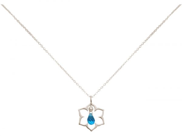 GEMSHINE Damenhalskette aus 925 Silber mit YOGA Lotusblume und Blautopas Quarz. Edelstein hervorragender Qualität und Farbe. Made in Madrid / Spanien. Im eleganten Schmucketui mit Geschenkverpackung. – Bild 3