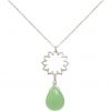 GEMSHINE Damenhalskette aus 925 Silber mit YOGA Lotusblume und Chalcedon Tropfen. Edelstein hervorragender Qualität und Farbe. Made in Madrid / Spanien. Im eleganten Schmucketui mit Geschenkverpackung