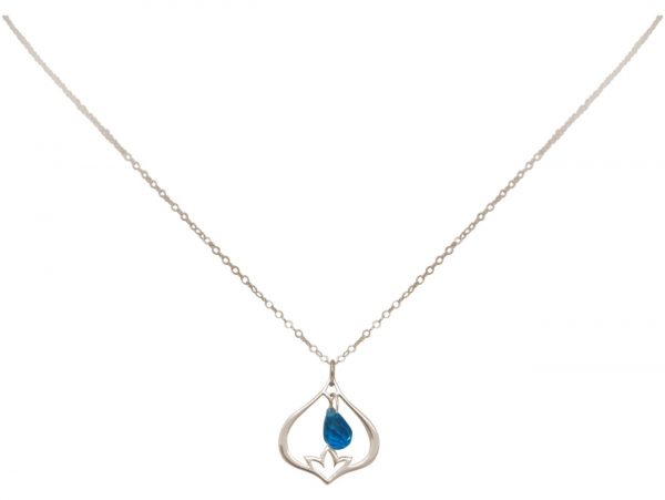 GEMSHINE Damenhalskette aus 925 Silber mit YOGA Lotusblume und Blautopas Quarz. Edelstein hervorragender Qualität und Farbe. Made in Madrid / Spanien. Im eleganten Schmucketui mit Geschenkverpackung. – Bild 3