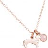 GEMSHINE Dackel Anhänger mit Edelstein Auswahl. Massiv 925 Silber hochwertig rose vergoldet an 45cm Kette. Geschenk für Haustier Herrchen und Frauchen - Made in Spain, Stein:Rosenquarz
