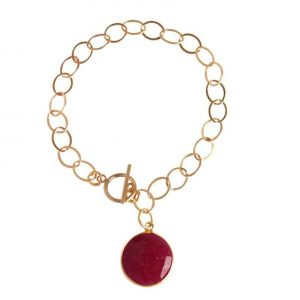 Gemshine - Damen - Armband - Vergoldet - Rubin - Rot - CANDY
