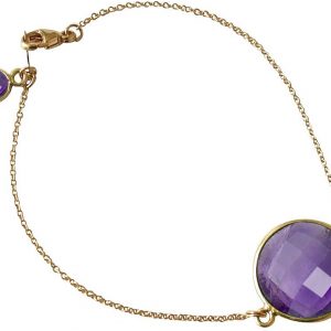 Gemshine - Damen - Armband - Vergoldet - Amethyst - Lila - Violett - Facettiert - 19 cm