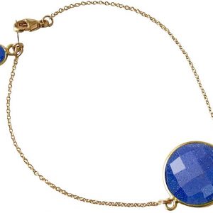 Gemshine - Damen - Armband - Vergoldet - Saphir - Blau - Facettiert - 19 cm