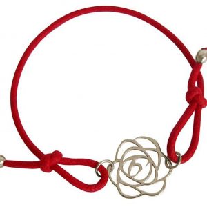 Gemshine - Damen - Armband - KNOTS Art Deco Blume - Rose - 925 Silber - Rot - Größenverstellbar