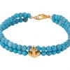 GEMSHINE Maritim Nautics Armband mit natürlichen Türkis Edelsteinen und Anker in Silber, vergoldet oder rose im Navy Stil - Made in München / Deutschland, Metall Farbe:Silber vergoldet – Bild 3