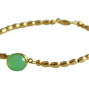 Gemshine - Damen - Armband - Vergoldet - Chalcedon - Meeresgrün - 18 cm
