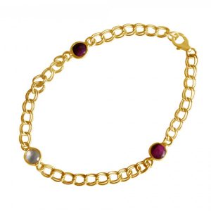 Gemshine - Damen - Armband - Vergoldet - Rubin - Rosenquarz - Rot - Rosa - Kette - Geschmeidig