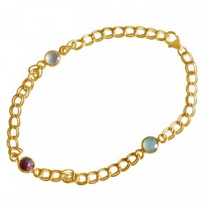 Gemshine - Damen - Armband - Vergoldet - Rubin - Chalcedon - Rot - Meeresgrün - Kette - Geschmeidig