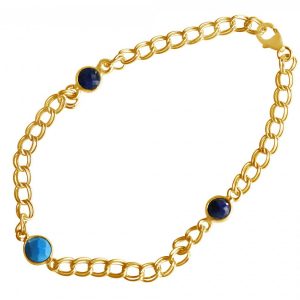 Gemshine - Damen - Armband - Vergoldet - Saphir - Türkis - Blau - Kette - Geschmeidig