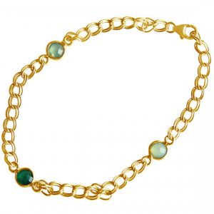Gemshine - Damen - Armband - Vergoldet - Smaragd - Chalcedon - Grün - Meeresgrün - Kette - Geschmeidig