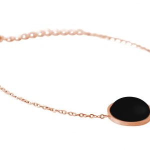 GEMSHINE Damenarmband mit schwarzen Onyx Edelstein. Längenverstellbare Armkette aus Silber, vergoldet, rose. Hochwertig verarbeitet, im eldlen Etui., Metall Farbe:Silber rose vergoldet