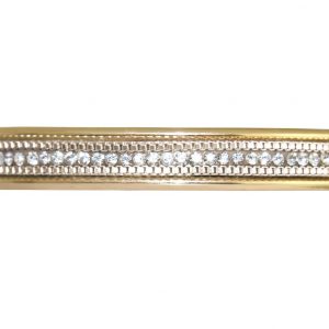 GEMSHINE Armreif mit Lederband und Strass. Armband versilbert, vergoldet oder rose vergoldet. Made in Madrid / Spain. Qualitätsvoller Schmuck im edlen Etui., Metall Farbe:Silber vergoldet