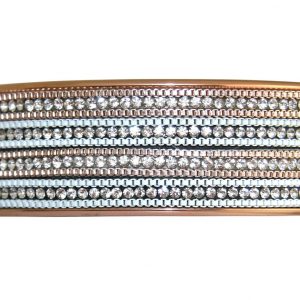 GEMSHINE Armreif mit Lederband und Strass. Armband versilbert, vergoldet oder rose vergoldet. Made in Madrid / Spain. Qualitätsvoller Schmuck im edlen Etui., Metall Farbe:Silber rose vergoldet