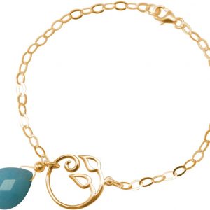 GEMSHINE Damenarmband aus hochwertig vergoldetem 925 Silber mit YOGA Lotusblume und Türkis Tropfen hervorragender Qualität. Made in Madrid / Spanien. Im eleganten Schmucketui mit Geschenkverpackung.