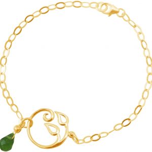 GEMSHINE Damenarmband aus hochwertig vergoldetem 925 Silber mit YOGA Lotusblume und Peridot Tropfen hervorragender Qualität. Made in Madrid / Spanien. Im eleganten Schmucketui mit Geschenkverpackung