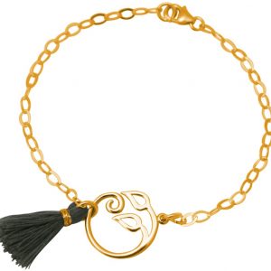 GEMSHINE Damenarmband aus vergoldetem 925 Silber mit YOGA Lotusblume und Quaste. Hervorragende Qualität und Verarbeitung. Made in Madrid / Spanien. Im eleganten Schmucketui mit Geschenkverpackung.