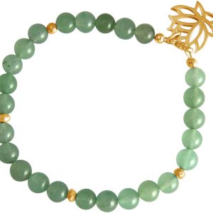 GEMSHINE Damenarmband aus hochwertig vergoldetem 925 Silber mit YOGA Lotusblume und Jade Edelsteine hervorragender Qualität. Made in Madrid / Spanien. Im eleganten Schmucketui mit Geschenkverpackung.