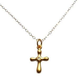 Gemshine - Damen - Halskette - Anhänger - Diamant - Brillant - 925 Silber - Vergoldet - Kreuz - 2 cm