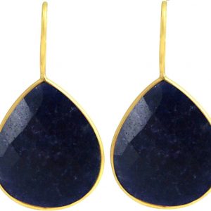 Gemshine - Damen - Ohrringe - 925 Silber - Vergoldet - Onyx - Blau - CANDY - Tropfen - 3,5 cm