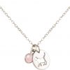 GEMSHINE Katze Anhänger mit Edelstein. 925 Silber, hochwertig vergoldet oder rose 45cm Halskette. Geschenk mit Haustier - Made in Spain, MetallStein:Silber Rosenquarz – Bild 3