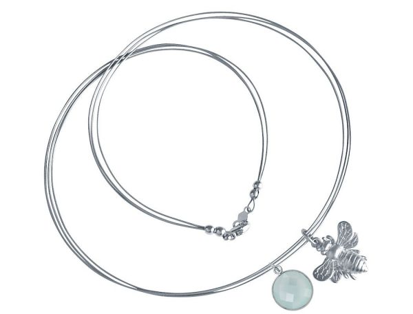 Gemshine - Damen - Halskette - Anhänger -  925 Silber - BEE - Biene - Chalzedon - Meeresgrün - 45 cm – Bild 4