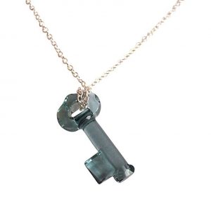 Gemshine - Damen - Halskette - Anhänger - SCHLÜSSEL - *Indian Sapphire* - Blau - 925 Silber - MADE WITH SWAROVSKI ELEMENTS® - 45 cm