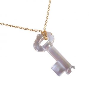 Gemshine - Damen - Halskette - Anhänger - SCHLÜSSEL - Crystal Blau - Vergoldet - MADE WITH SWAROVSKI ELEMENTS® - 45 cm